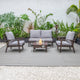 LeisureMod Walbrooke Patio Conversation Set With Fire Pit Table, Grey