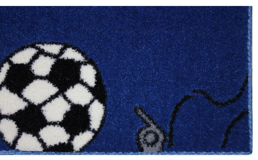 6' Round Custom Area Rug Multi Sports, Nylon Stainmaster Carpet, Blue