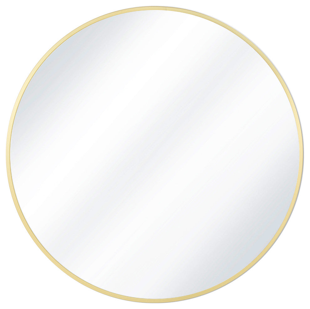 Easly Aluminum Alloy Framed Round Mirror, Gold, 24x24