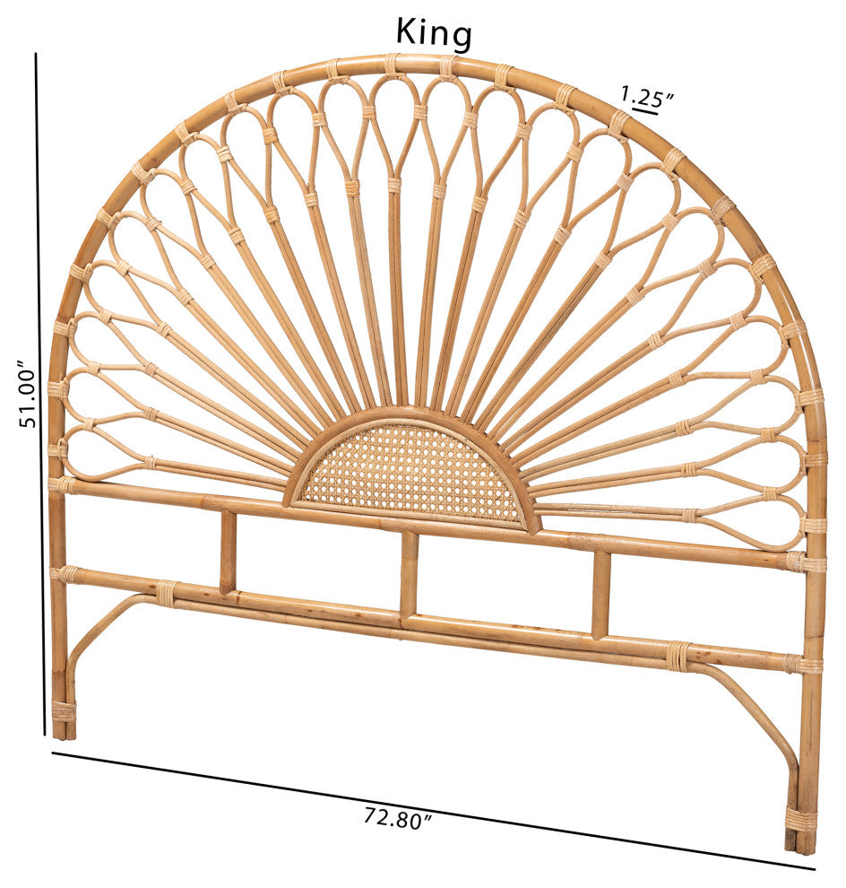 Perenna Modern Bohemian Natural Rattan King Size Standalone Headboard