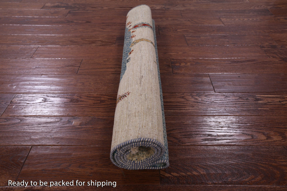 3' 3" X 4' 9" Handmade Persian Gabbeh Tribal Wool Rug Q11048