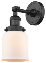 Small Bell 1-Light LED Sconce, Matte Black, Glass: Matte White Cased