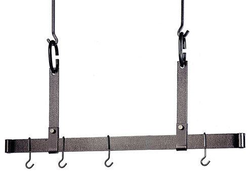 Handcrafted 72" Adjustable Ceiling Bar w 12 Hooks Hammered Steel
