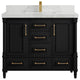 Aberdeen 42 Single Sink Bath Vanity in Black 2" Calacatta Nuvo