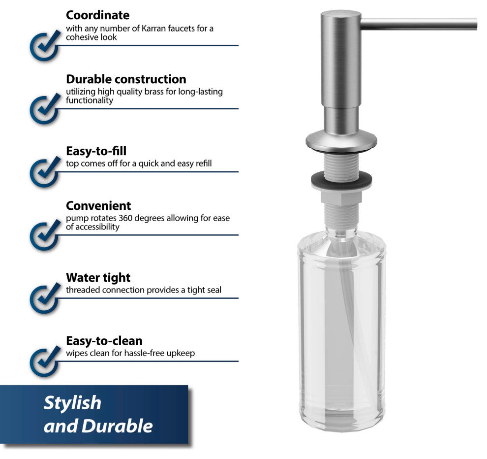 Karran SD35 Kitchen Soap/Lotion Dispenser, Stainless Steel