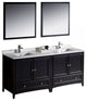 Fresca Oxford 72" Espresso Traditional Double Sink Bathroom Vanity