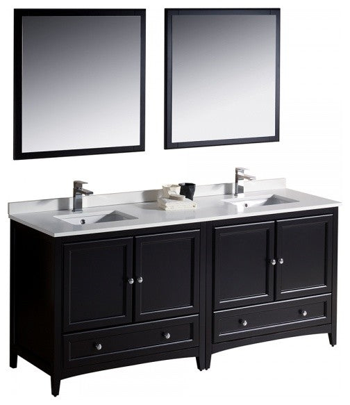 Fresca Oxford 72" Espresso Traditional Double Sink Bathroom Vanity