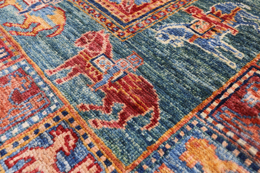 2' 7" X 3' 11" Handmade Antiqued Pazyryk Historical Design Rug Q10950