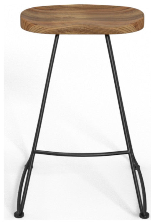 Amberly Saddle Stool, Set of 2, Natural/Black, 24"