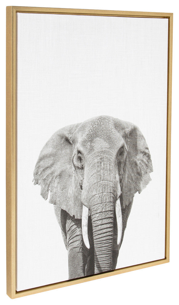 Sylvie Elephant Portrait Framed Canvas Wall Art by Simon Te Tai, Gold 23x33