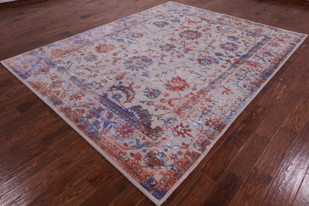 7' 10" X 10' 2" Wool and Silk Hand Knotted Persian Rug Q5879