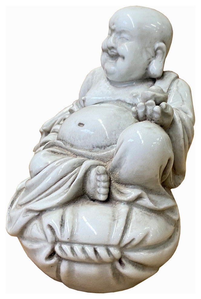 Small Vintage Finish Off White Color Porcelain Happy Buddha Statue Hws1493
