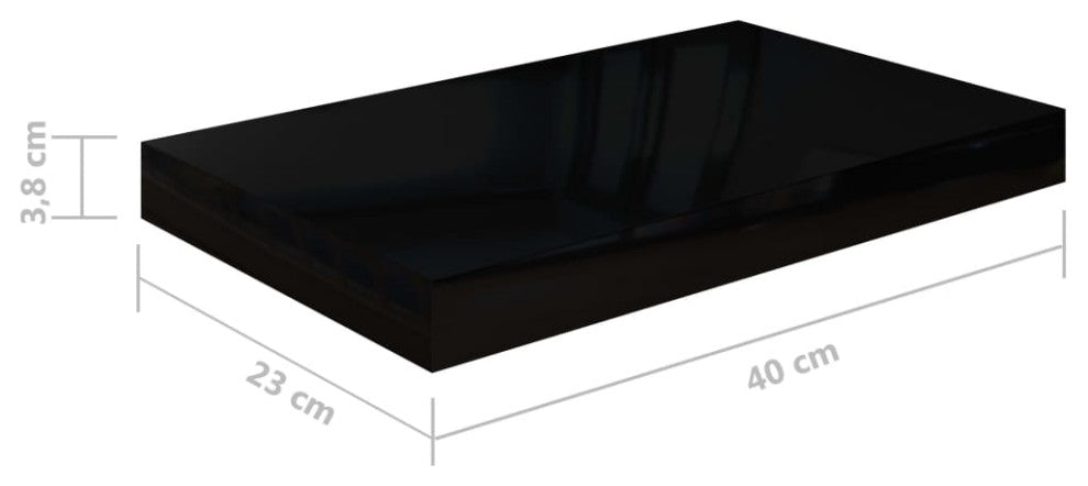 vidaXL Wall Shelves Floating Shelves Display Shelves 2 Pcs High Gloss Black