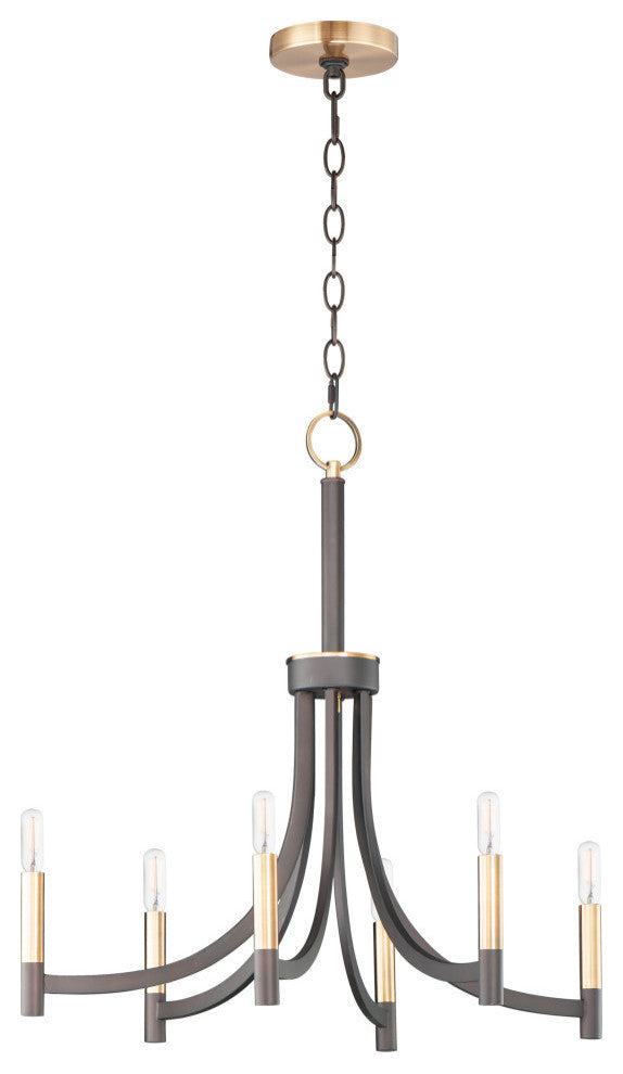 Maxim 21526 Lyndon 6 Light 28"W Chandelier - Bronze / Antique Brass