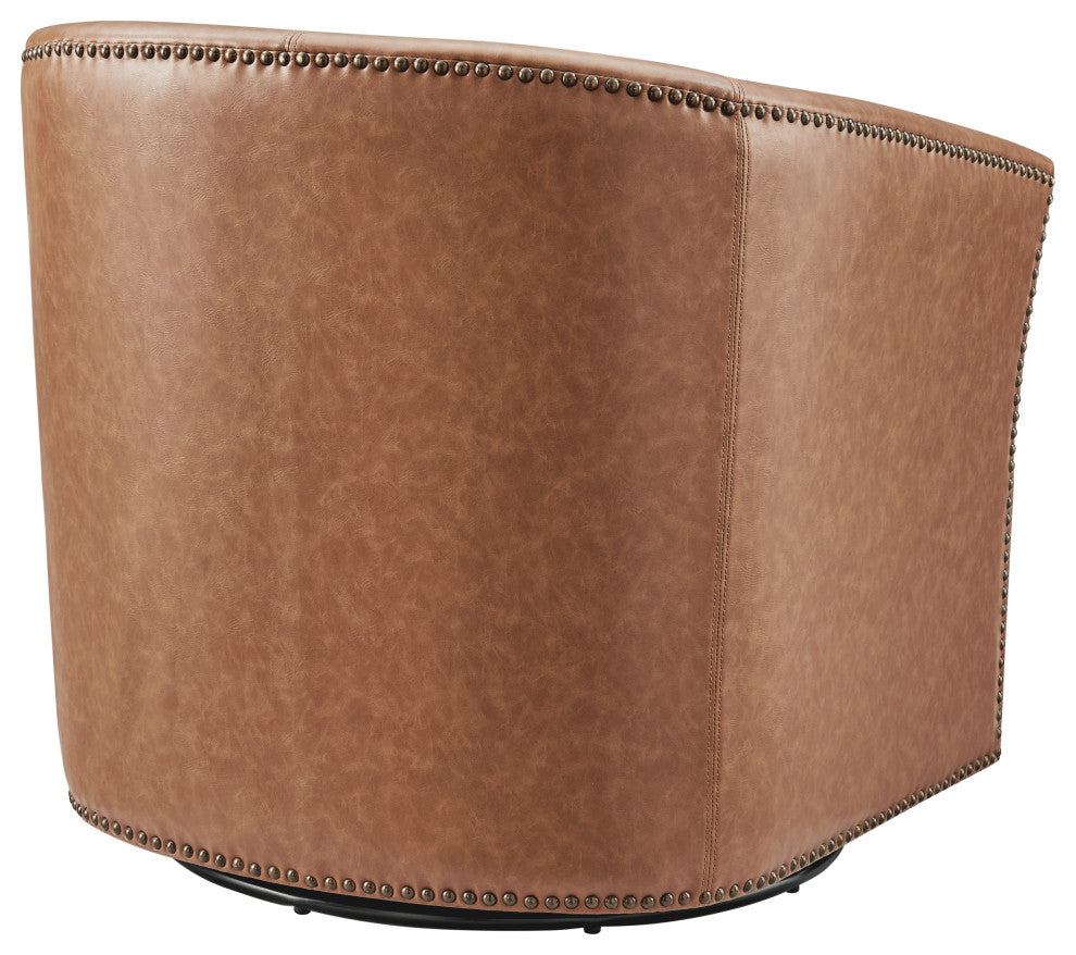 Ernest PU Swivel Accent Arm Chair, Vintage Cider