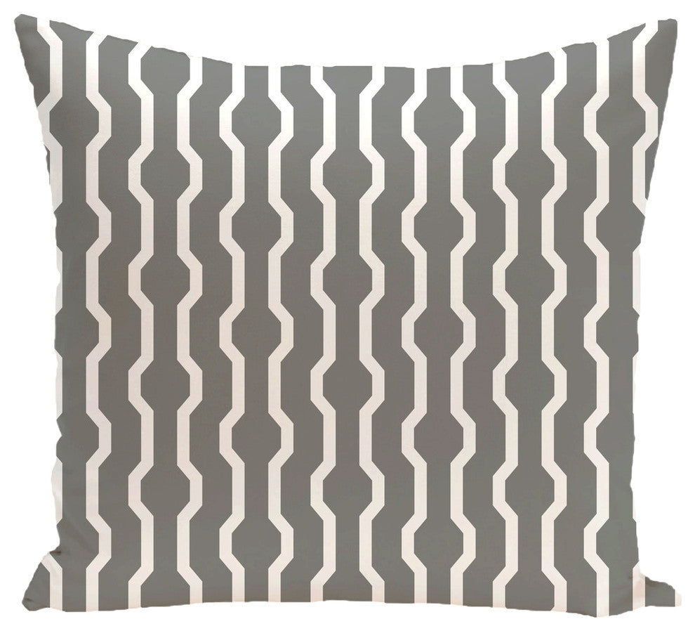 Nuts And Bolts, Decorative Geometric Print Pillow, Gray, 16"x16"