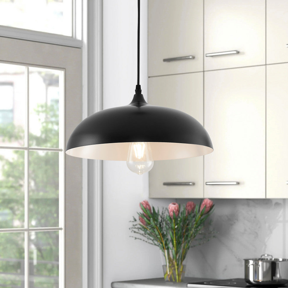 Modern 1-Light Hanging Lamp Fixture With Metal Shade