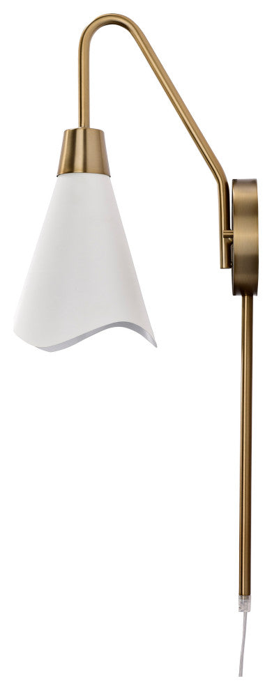 Tango 1-Light Wall Sconce, Matte White With Burnished Brass