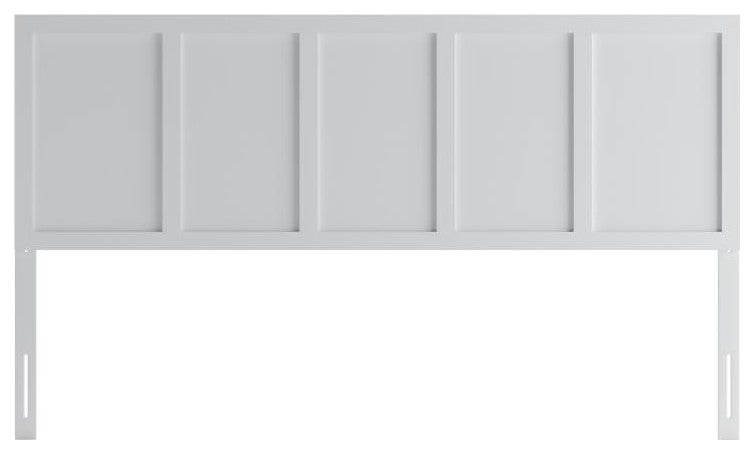 Oliver Paneled Wooden Adjustable Headboard for Metal Bed Frames, White, King