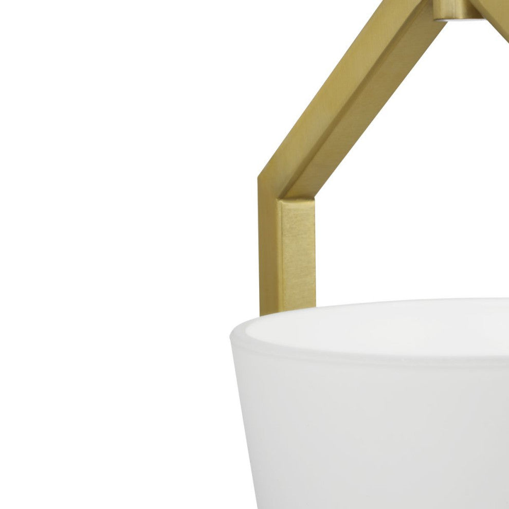 Vertex Collection One-Light Brushed Gold Etched White Semi-Flush Mount Light