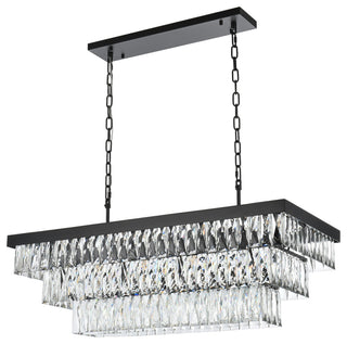 Home Living 36" Rectangular Rectangular Chandelier, Black
