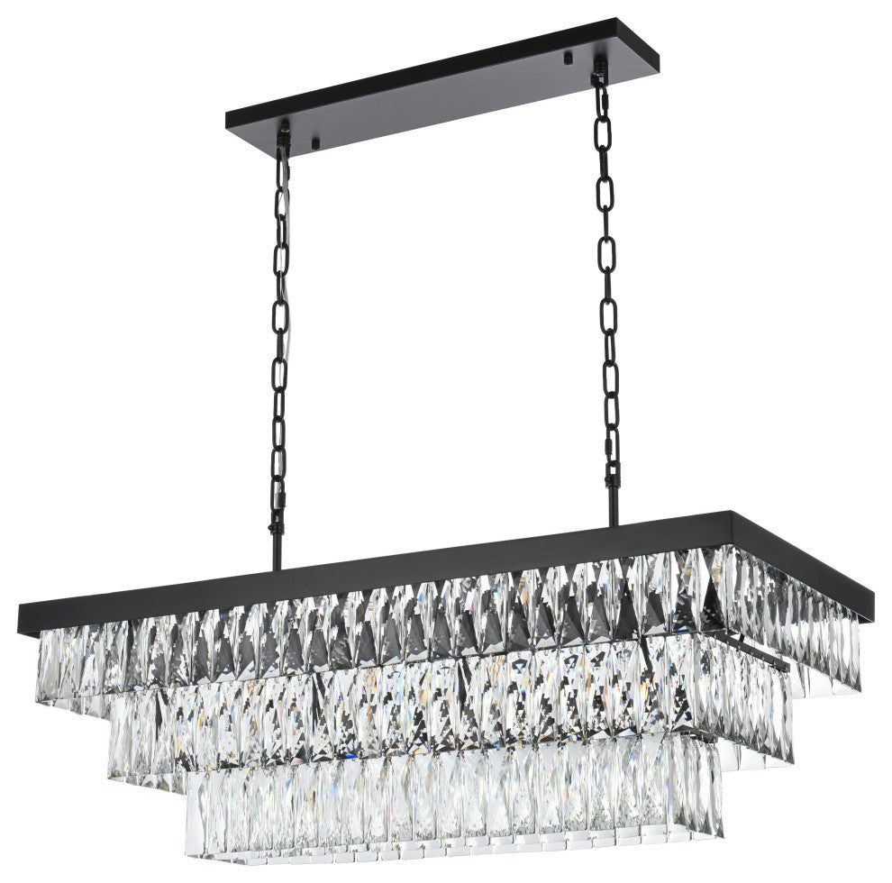 Home Living 36" Rectangular Rectangular Chandelier, Black