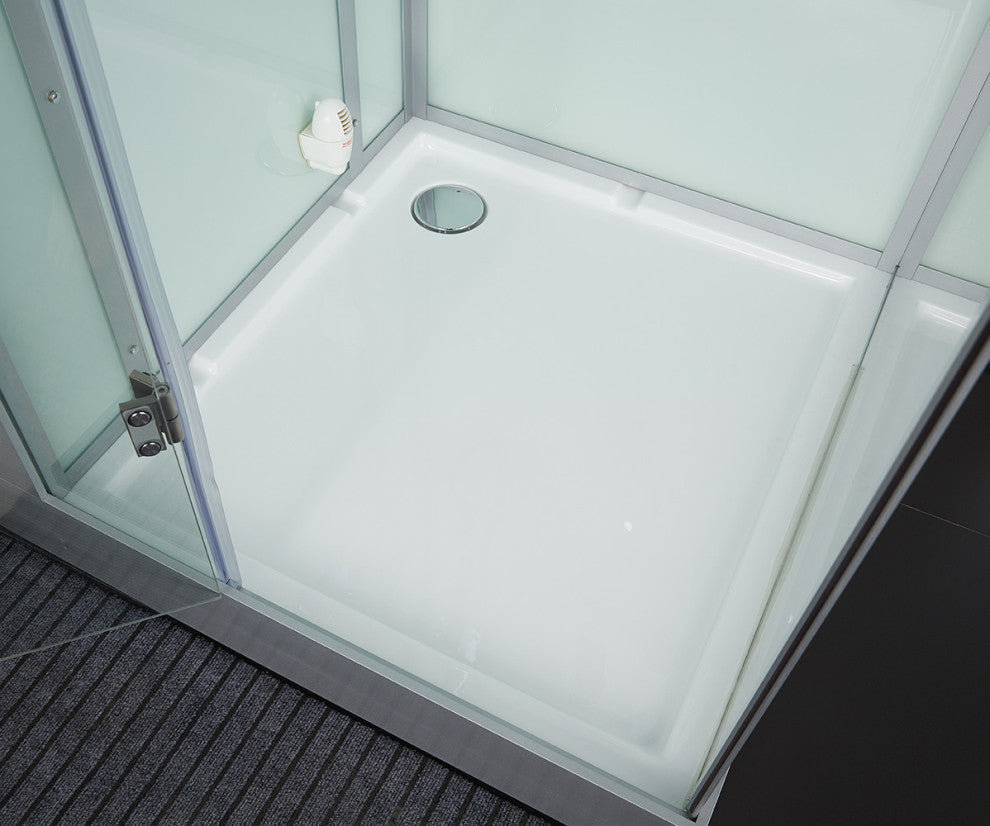 Platinum Arezzo Walk-in Steam Shower Sauna Spa w/ jets Smart TV Bluetooth, White, Left Position