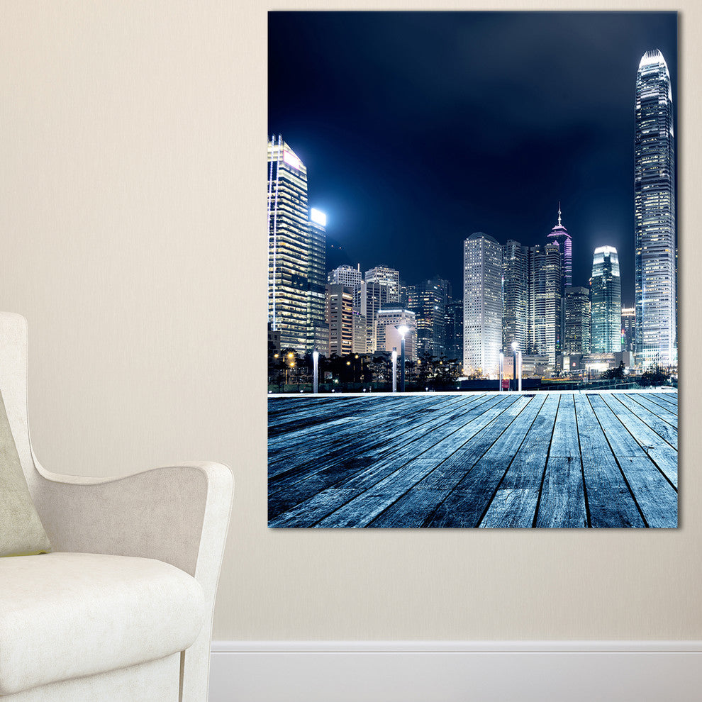 "Blue Hong Kong City Skyline" Canvas Print, 1 Panel