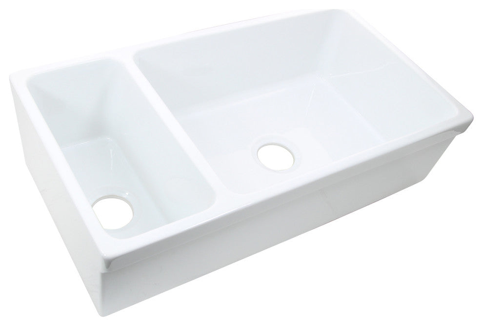 90/10 Reversible Double Bowl Italian Fireclay Farmhouse Sink