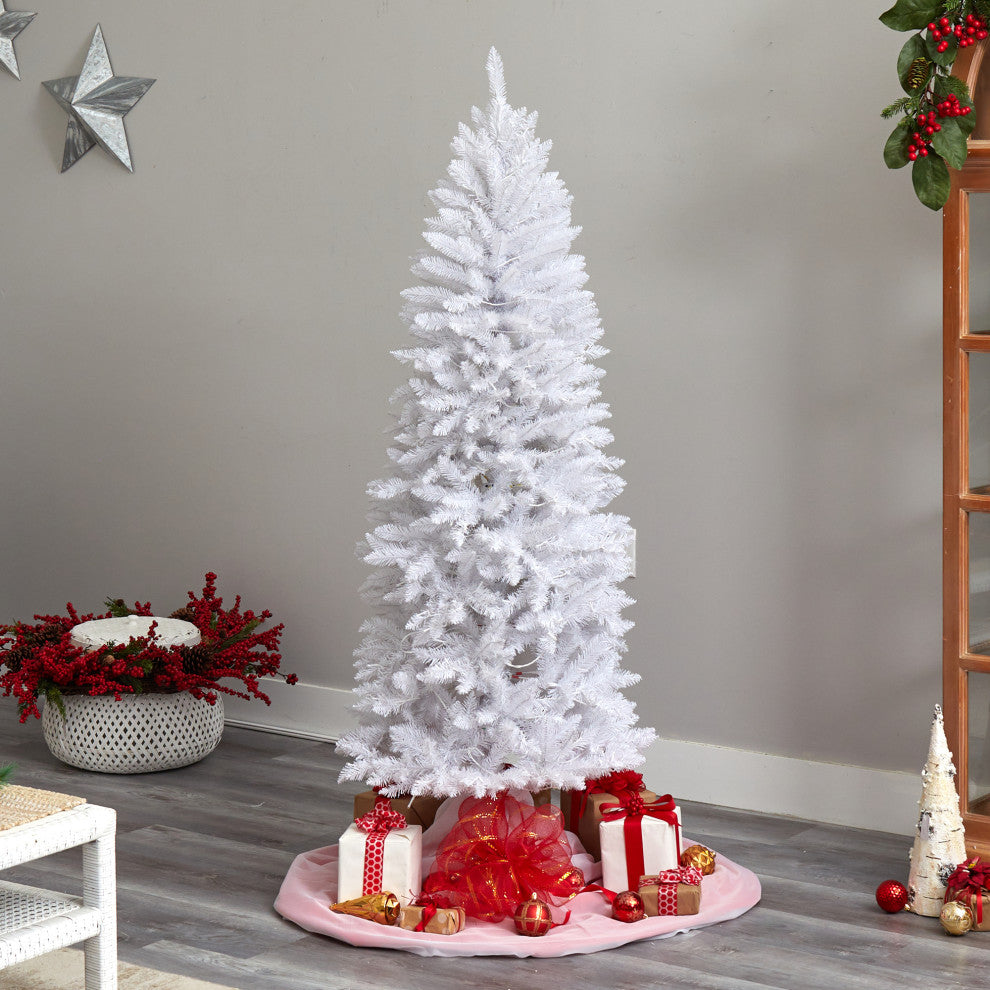 T3360 6 Slim White Artificial Christmas Tree With 250 Warm White LED Lights