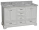 Harper 60" Bathroom Vanity, White, Carrara Marble, Double