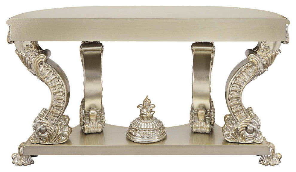 Traditional Sofa Table, Antique Gold