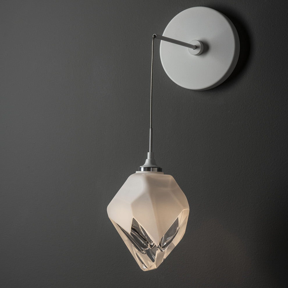 Chrysalis Small Low Voltage Sconce White Finish, White Crystal