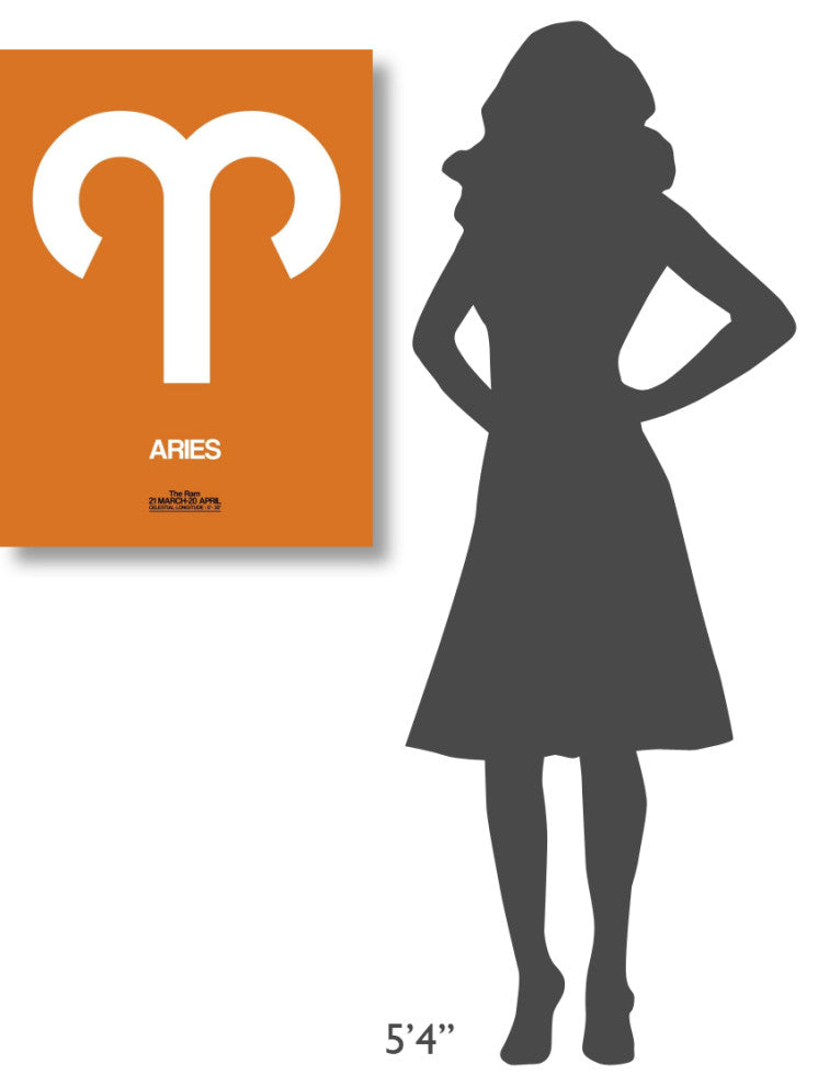 "Aries Zodiac Sign White on Orange" Fine Art Print