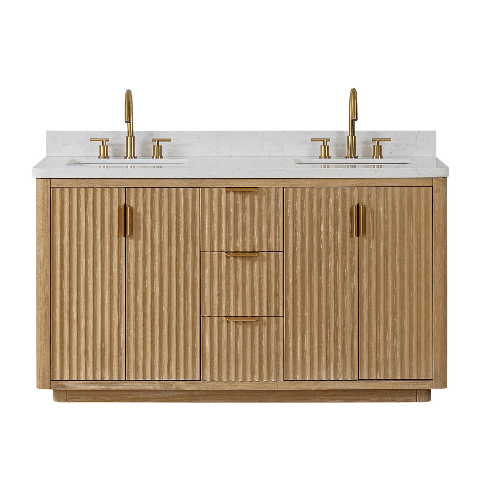 Cadiz Bath Vanity, Composite Stone Top, Washed Ash Grey, 60" Double Sink, No Mirror