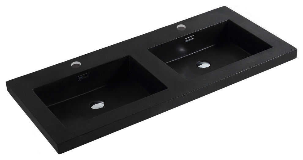 Dowell 22" FTB Resin Bathroom Vanity Basin, Black, 49wx22dx6h