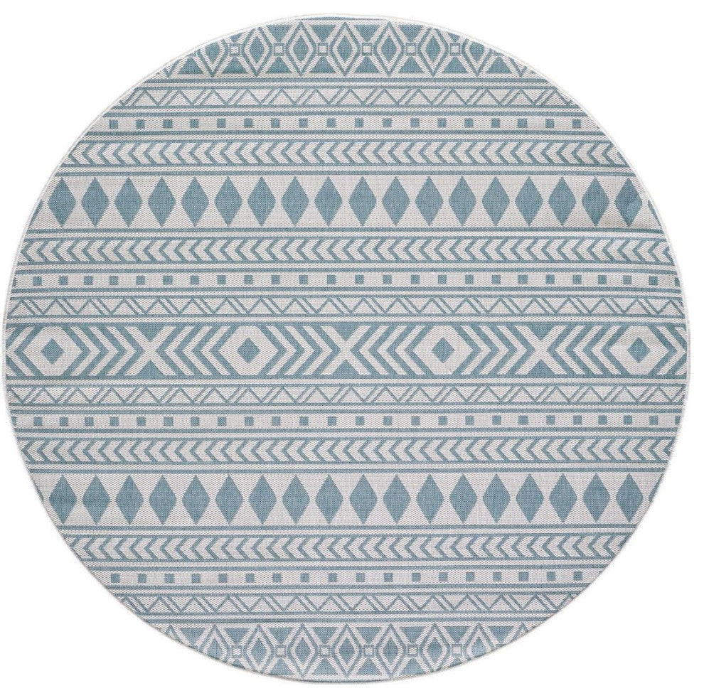KAS Provo 5777 Ivory/Aqua Natura Area Rug, 7'10" Round