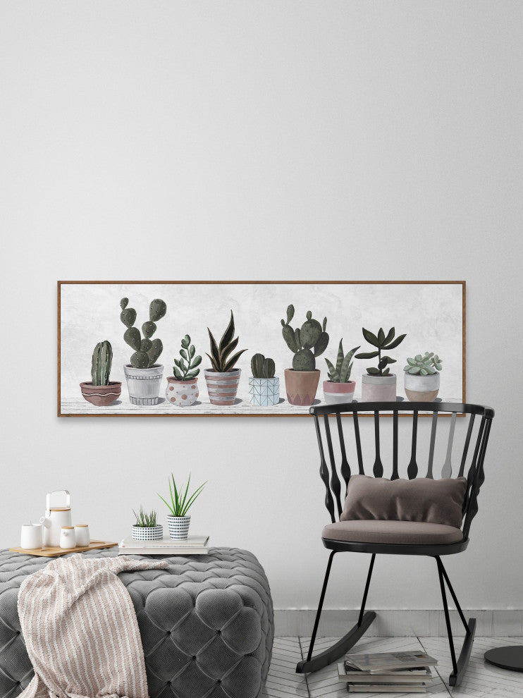 "Pastel Cactus Pots " Floater Framed Painting Print on Canvas