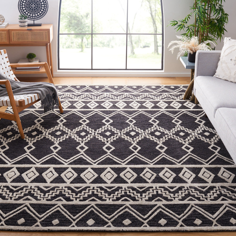 Safavieh Couture Abstract Collection, ABT851 Rug, Black/Ivory, 8'x10'
