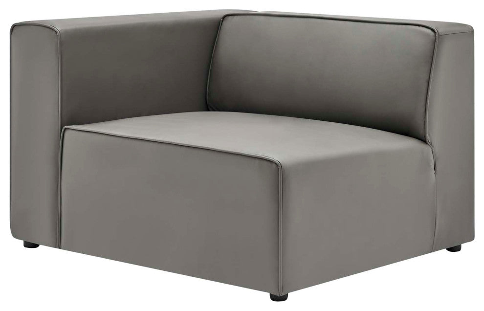 Mingle Vegan Leather 3-Piece Sectional Sofa, Gray