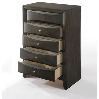 Wooden Chest with 5 Drawers, Gray Oak