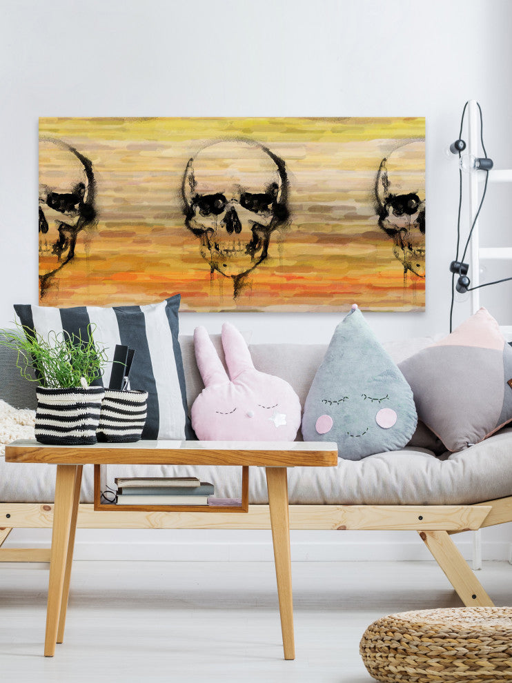 "Yellow Skull" Fine Art Canvas Print, 36"x18"