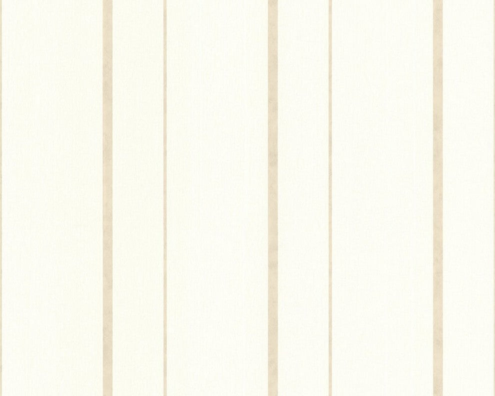 Best of Vlies, Floral Patterns Modern Classic Stripes White Wallpaper Roll