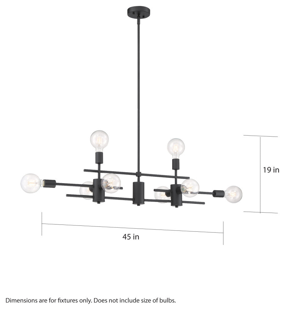 Delphi- 8 Light Island Pendant - Black Finish