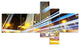 Urban City Traffic Trails, Cityscape Digital Art Canvas Print, 60"x32", 5 panels