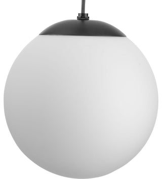 Atwell Collection Opal Glass Globe Medium Hanging Pendant Light, Matte Black