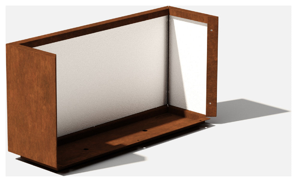 Metallic Series Corten Steel Long Box Planter, Medium
