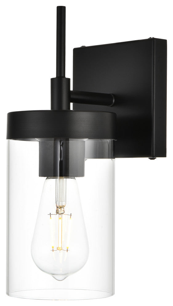 1 Light Black And Clear Bath Sconce