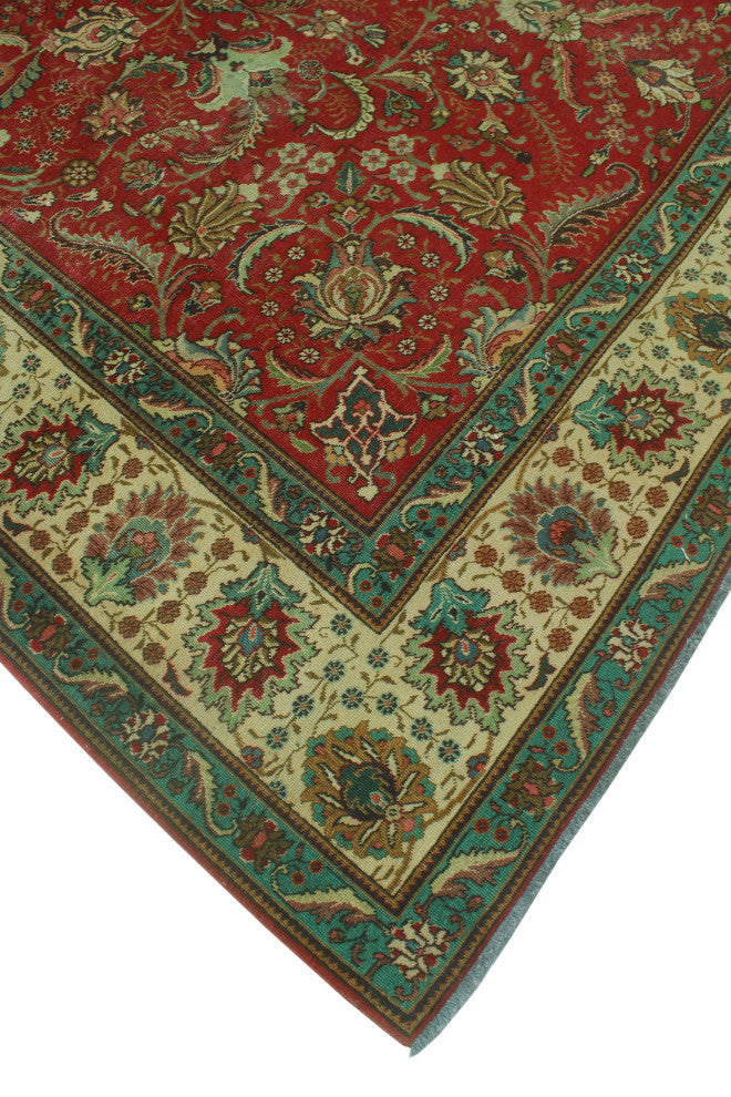 Fine Vintage Distressed Sayra Red/Beige Rug, 9'7x11'1