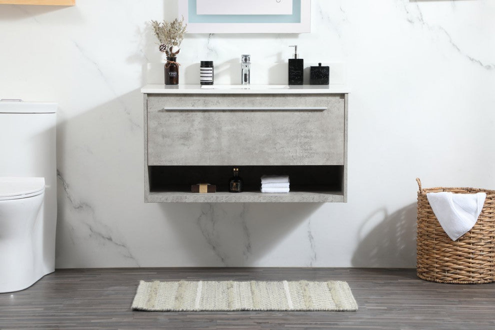 Elegant Decor Roman Bathroom Vanity Concrete Grey